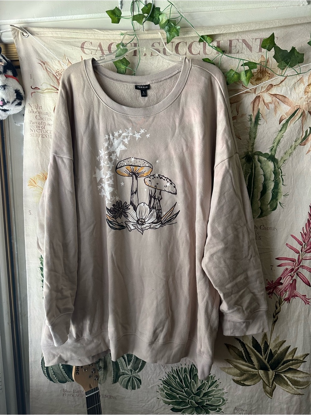 torrid Beige Mushroom Graphic Crewneck Sweatshirt